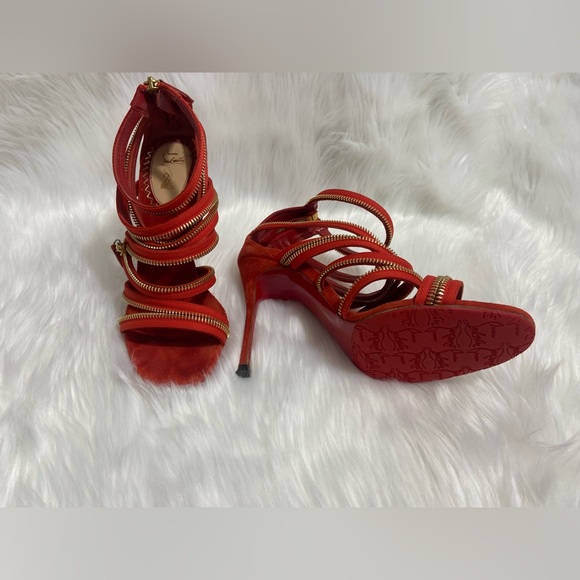 Christian Louboutin 39 Eu. Zip Up Open Toe Dress Sandal Heel - Picture 5 of 6